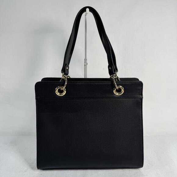 HARRODS LONDON Large Black Tote Shoulder Bag Gold Tone Hardware - Picture 2 of 9